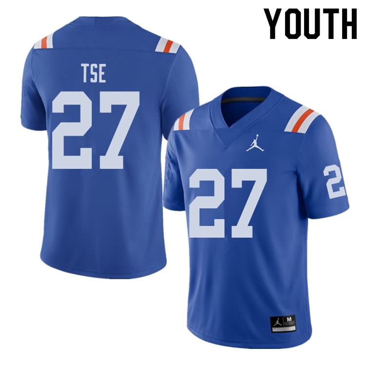 Youth NCAA Florida Gators Joshua Tse #27 Stitched Authentic Alternate Jordan Brand Royal Throwback College Football Jersey UBH8865NO